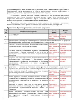 Образец заполнения заявления в НРС строителей. Страница 5 Соликамск Специалисты для СРО НРС - внесение и предоставление готовых